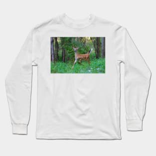 White-Tailed Deer Fawn on the run Long Sleeve T-Shirt